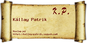 Kállay Patrik névjegykártya